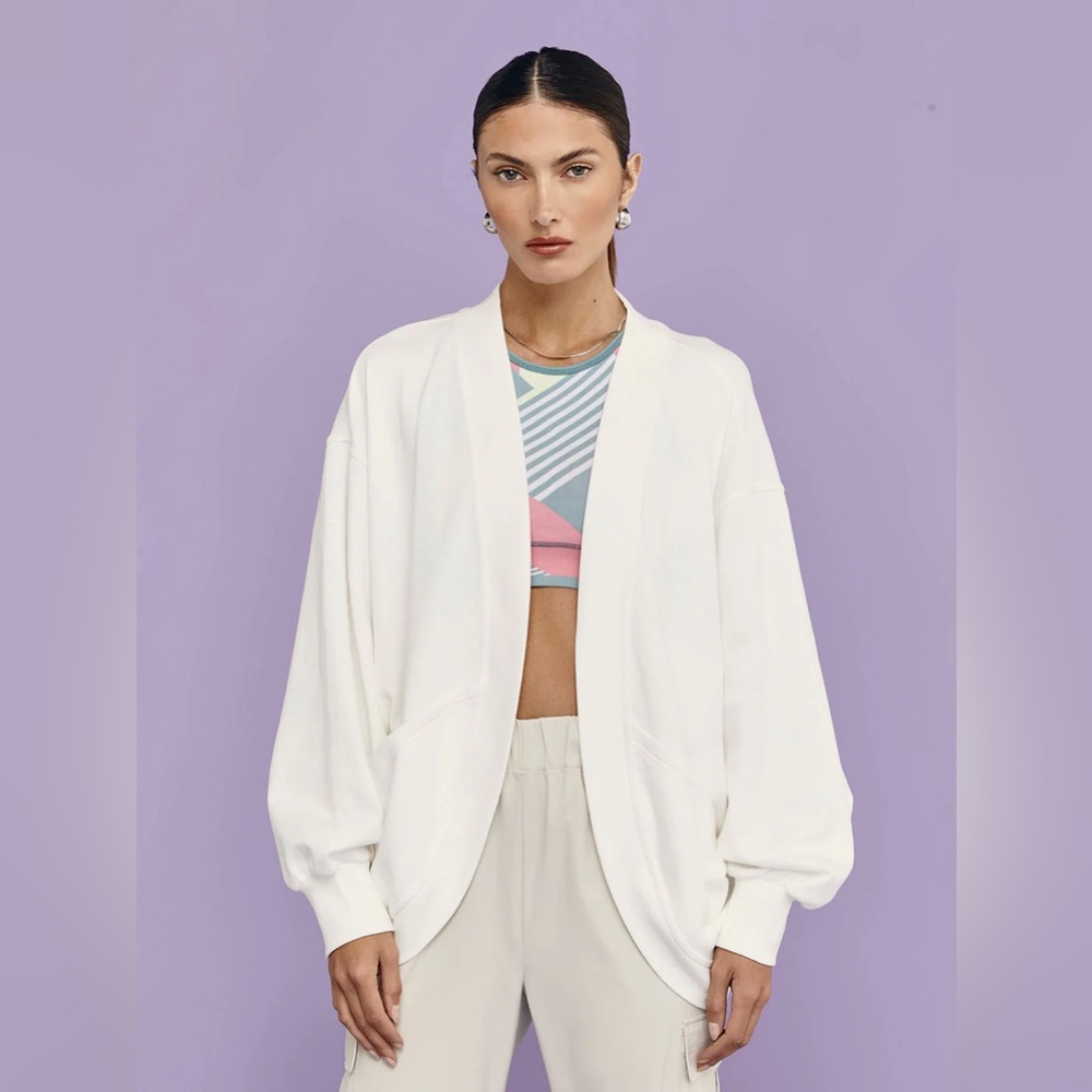 Sweaty Betty White Open-Front Cardigan